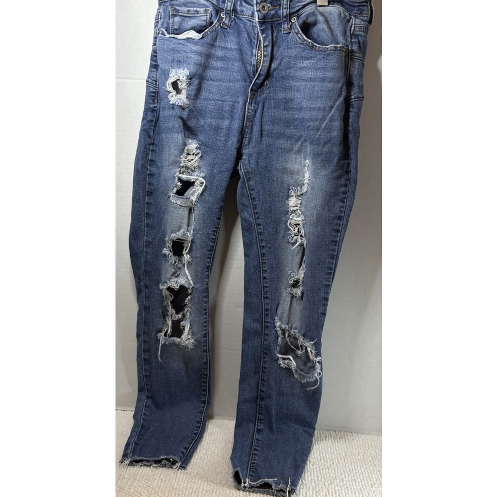 SONG Curvy High Rise Skinny Ankle Women's Junior Distressed Jeans Size 7/28